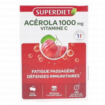 SUPERDIET Acérola 1000mg Vitamine C 30 comprimés effervescents