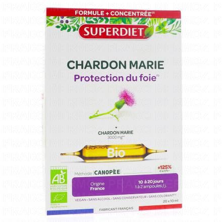 SUPERDIET Chardon marie bio 20 ampoules x 10ml