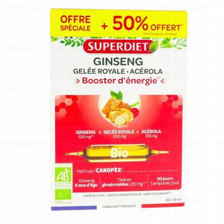 SUPERDIET Ginseng Booster d'&eacute;nergie ampoules 10ml x 30