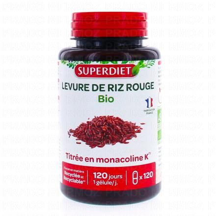 SUPERDIET Levure de riz rouge x120 g&eacute;lules