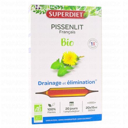 SUPERDIET Pissenlit &eacute;limination bio 20 ampoules