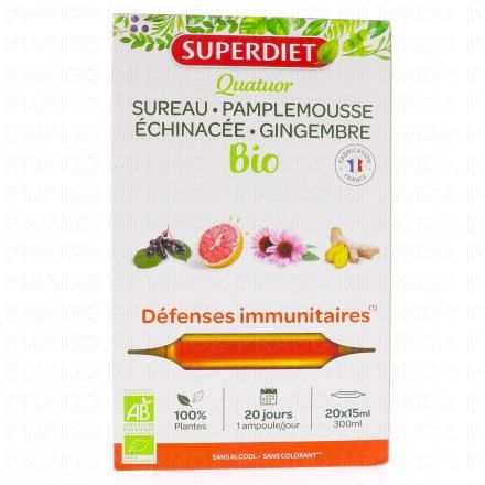 SUPERDIET Quatuor Syst&egrave;me immunitaire x20 ampoules