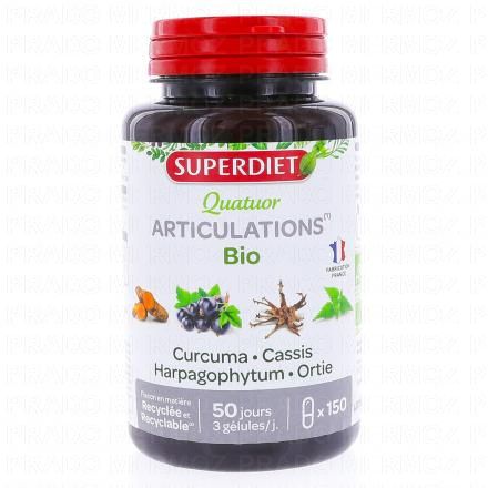 SUPERDIET Quatuor articulation bio flacon 150 g&eacute;lules