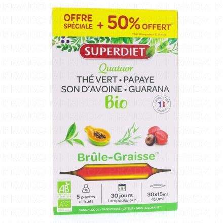 SUPERDIET Quatuor brule graisse bio 20 ampoules de 15ml (bo&icirc;te de 20 ampoules + 10)