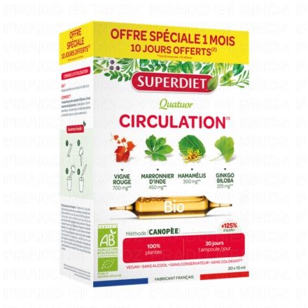 SUPERDIET Quatuor circulation Bio (boîte de 30 ampoules)
