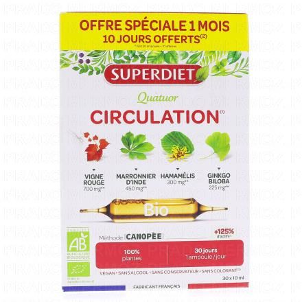 SUPERDIET Quatuor circulation Bio (bo&icirc;te de 30 ampoules)