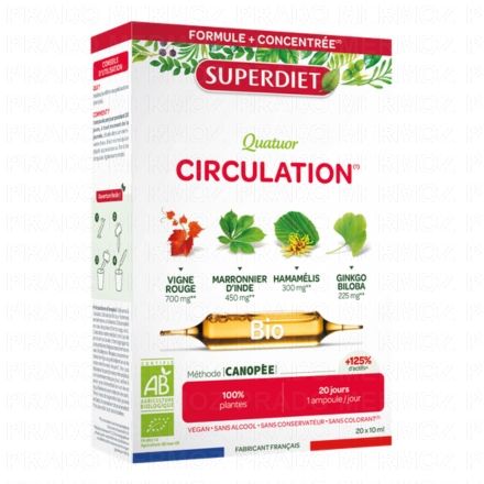SUPERDIET Quatuor circulation Bio (boîte de 20 ampoules)