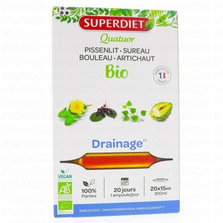 SUPERDIET Quatuor drainage (bo&icirc;te de 20 ampoules)