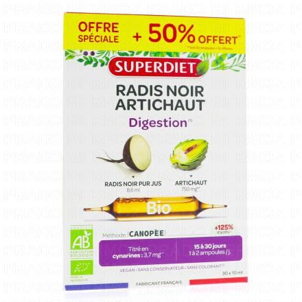 SUPERDIET Radis noir-artichaut bio (30 ampoules)