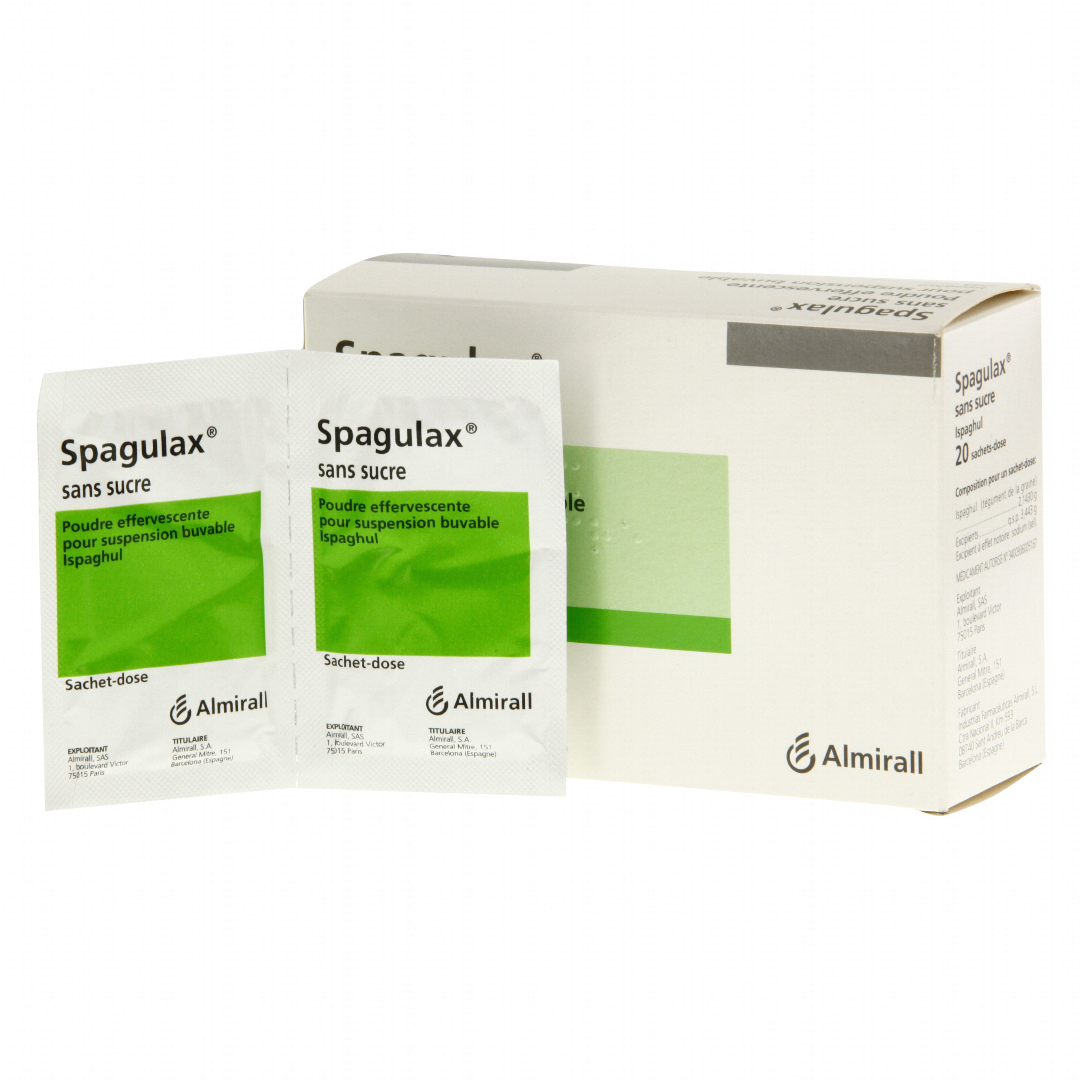 Spagulax sans sucre boîte de 20 sachets-doses Almirall ...