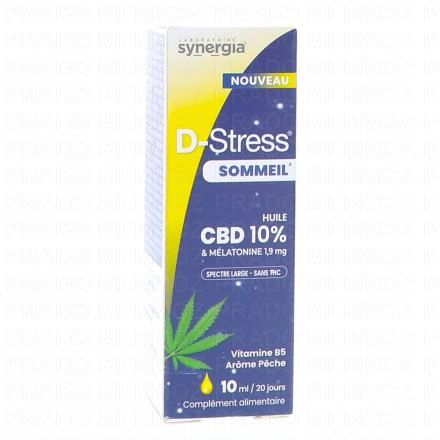 Synergia D-Stress Sommeil - Huile de CBD 10% & M&eacute;latonine 1,9mg 10ml