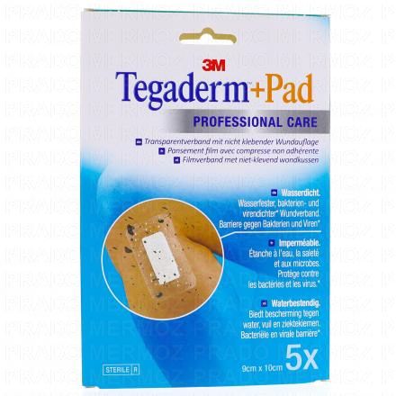 3M Tegaderm +Pad Professional care - Pansement transparent avec compresse (5 pansements 9cm x 10cm)