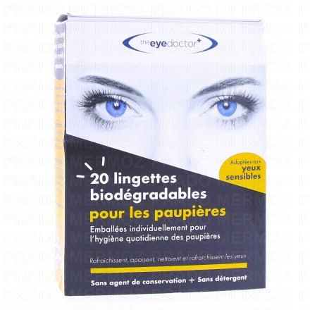 THE EYE DOCTOR Lingettes biod&eacute;gradables pour les paupi&egrave;res x20