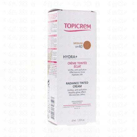 TOPICREM Hydra+ Cr&egrave;me teint&eacute;e &eacute;clat m&eacute;dium SPF50 tube 40ml