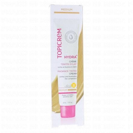 TOPICREM Hydra+ Cr&egrave;me teint&eacute;e &eacute;clat m&eacute;dium SPF50 tube 40ml