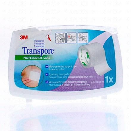 TRANSPORE Sparadra micro performé transparent 5cmx5m (2.5cm x 2.5cm)