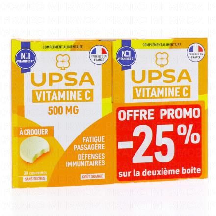 UPSA Vitamine C 500mg (lot de 2x30 comprim&eacute;s &agrave; croquer)