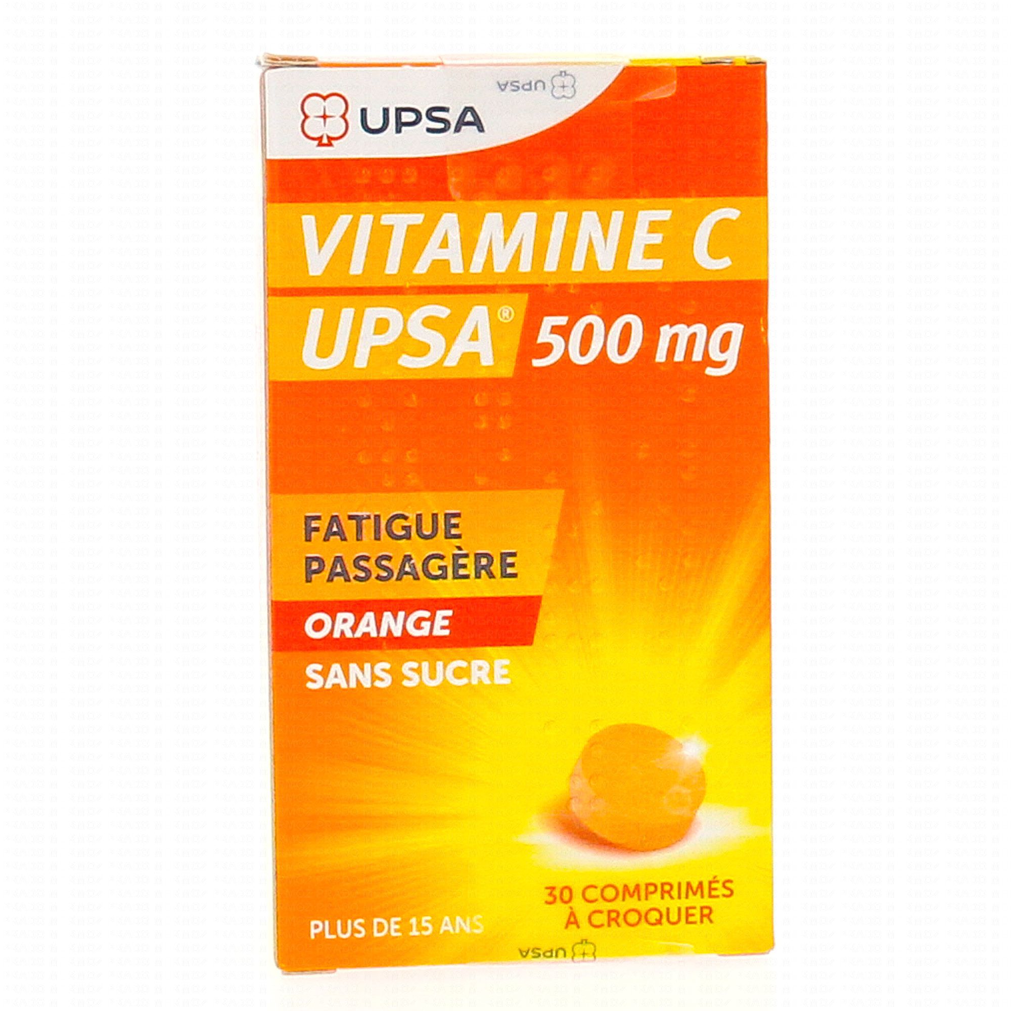 UPSA Vitamine C 500mg goût orange 2 tubes de 15 comprimés (médicament