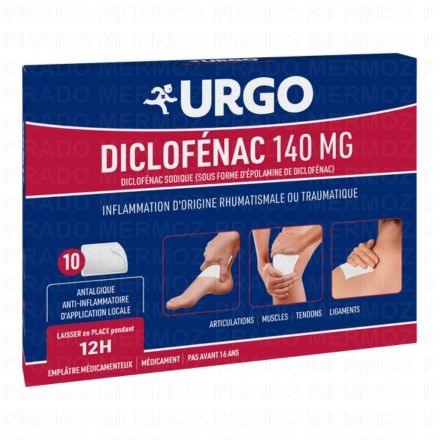 URGO Diclof&eacute;nac 140mg (x10 empl&acirc;tres)