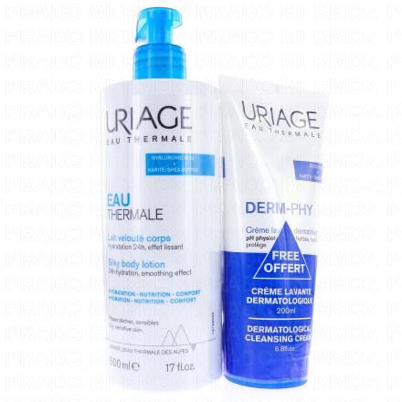 URIAGE Eau thermale - Lait velout&eacute; corps (lait 500ml + cr&egrave;me lavante 200ml offerte)
