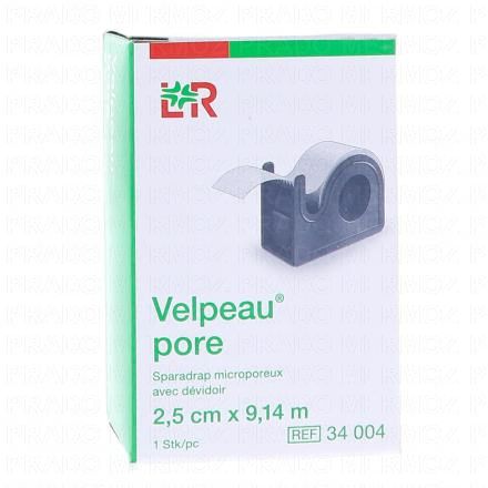 VELPEAU PORE Sparadrap microporeux avec d&eacute;vidoir 9,14m x 2,5cm