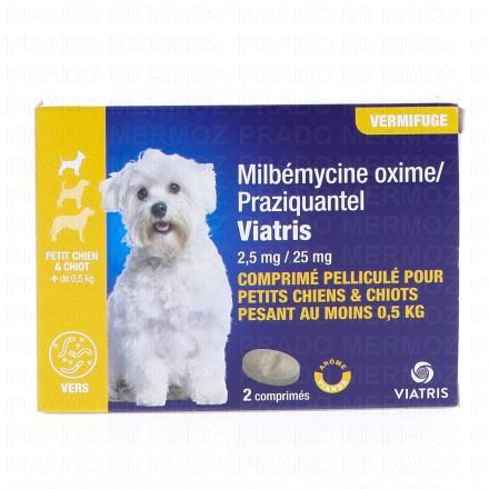 VIATRIS Milbemycine Praziquantel Vermifuge Chiot & Petit Chien x2 Comprim&eacute;s