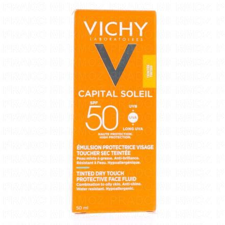 VICHY Capital Soleil - Emulsion Protectrice Visage toucher sec teint&eacute;e SPF50 50ml