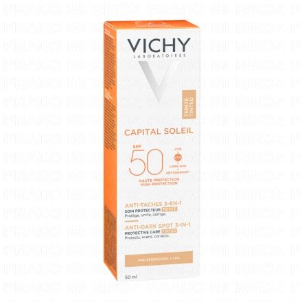 VICHY Capital soleil - anti-t&acirc;ches 3-en-1 teint&eacute; SPF50 tube 50ml