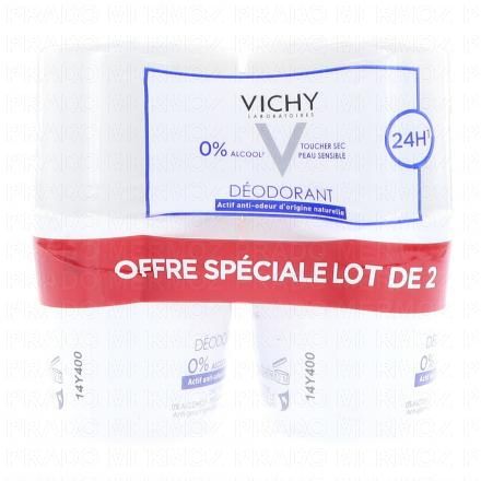 VICHY D&eacute;odorant Roll'on 24h hypoallerg&eacute;nique toucher sec (50ml * 2)