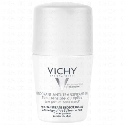 VICHY D&eacute;odorant anti-transpirant 48h peau sensible ou &eacute;pil&eacute;e (roll'on 50ml)