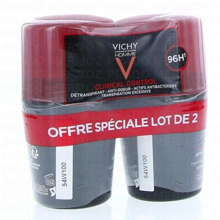 VICHY Homme D&eacute;transpirant anti-odeur 96h Roll-on (lot de 2 x 50ml)