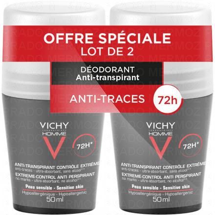 VICHY Homme d&eacute;odorant contr&ocirc;le extr&ecirc;me 72h (lot de 2 x 50ml)