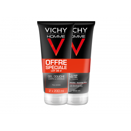 VICHY Homme Hydra mag C - Gel douche corps & cheveux (lot de 2x200ml)