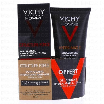 VICHY Homme structure force soin global hydratant anti-&acirc;ge (tube 50ml + gel douche 100ml offert)