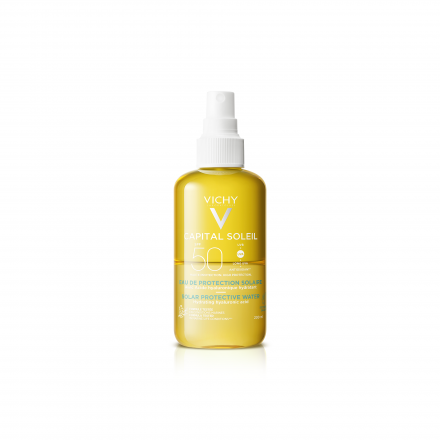 VICHY Capital Soleil- Eau de protection solaire avec Acide Hyaluronique SPF50 hydratante 200ml