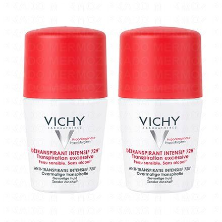 VICHY D&eacute;transpirant intensif 72h transpiration exessive (lot de 2 roll'ons x 50ml)