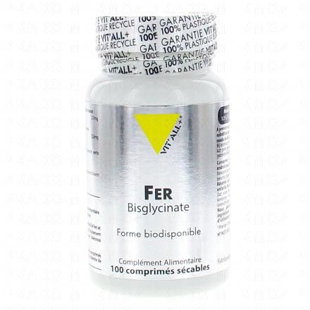 VIT'ALL+ Fer Bisglycinate 100 comprim&eacute;s s&eacute;cables