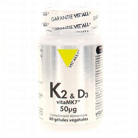 VIT'ALL+ K2 & D3 vitaMK7 50&micro;g 60 g&eacute;lules