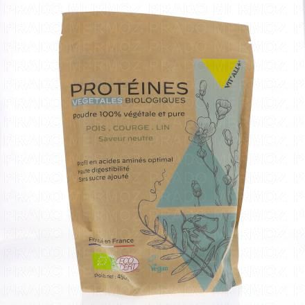 VIT'ALL+ Prot&eacute;ines V&eacute;g&eacute;tales Bio Saveur Neutre 450g