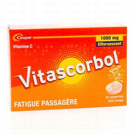 VITASCORBOL 1000g effervescent 20 comprimés goût orange