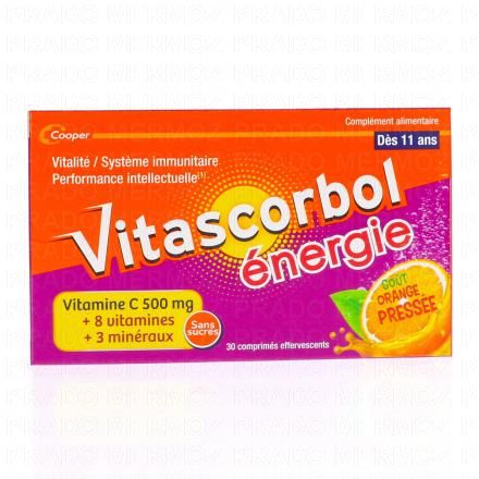 VITASCORBOL Energie Go&ucirc;t Orange press&eacute;e x30 comprim&eacute;s effervescents