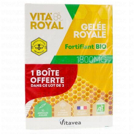 VITAVEA Gelée royale bio 1800mg lot de 3 x 10 ampoules