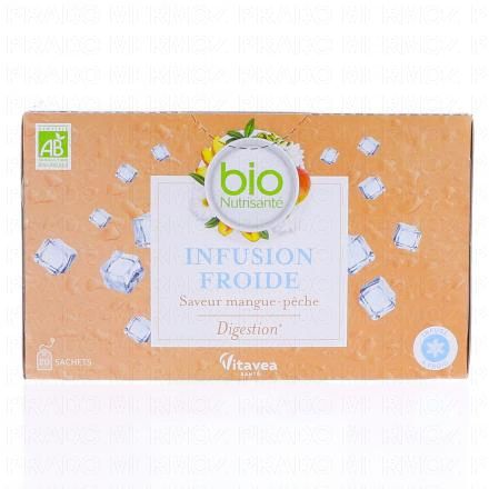 VITAVEA Infusion Froide Bio Saveur Mangue P&ecirc;che Digestion x20 sachets