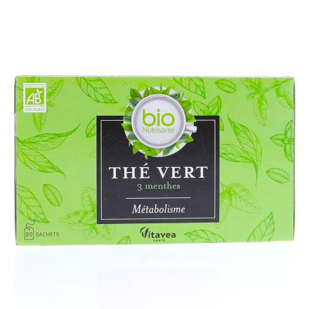 VITAVEA Infusion bio Th&eacute; Vert 3 Menthes 20 sachets