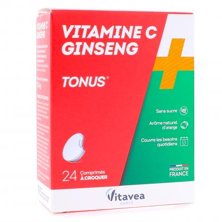 VITAVEA Tonus Vitamine C + ginseng 24 comprim&eacute;s &agrave; croquer