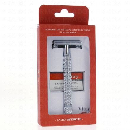 VITRY Men Care - Rasoir de suret&eacute; double edge avec 10 lames offertes
