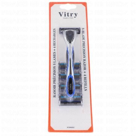 VITRY Men Care - Rasoir homme 5 lames (1 rasoir + 4 recharges)