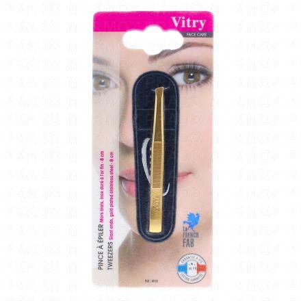VITRY Face Care - Pince &agrave; &eacute;piler inox dor&eacute; en or fin (mors de biais)