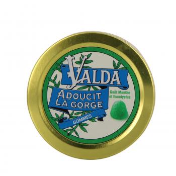 VALDA gommes goût menthe eucalyptus avec sucre (boîte de 50 g)