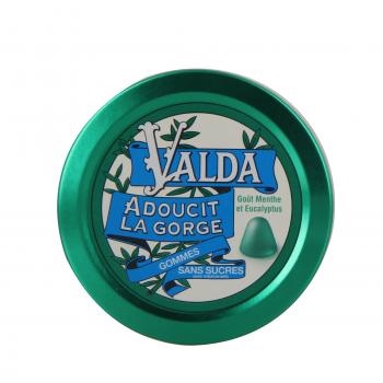 VALDA gommes goût menthe eucalyptus sans sucre (boîte de 50 g)